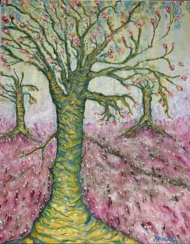 Falling Leaves, oil on canvas, by Tom Hessler
