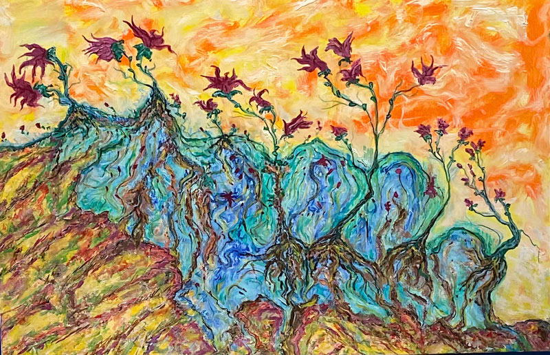 Tangled Roots, oil on canvas, 36” x 24” by Tom Hessler