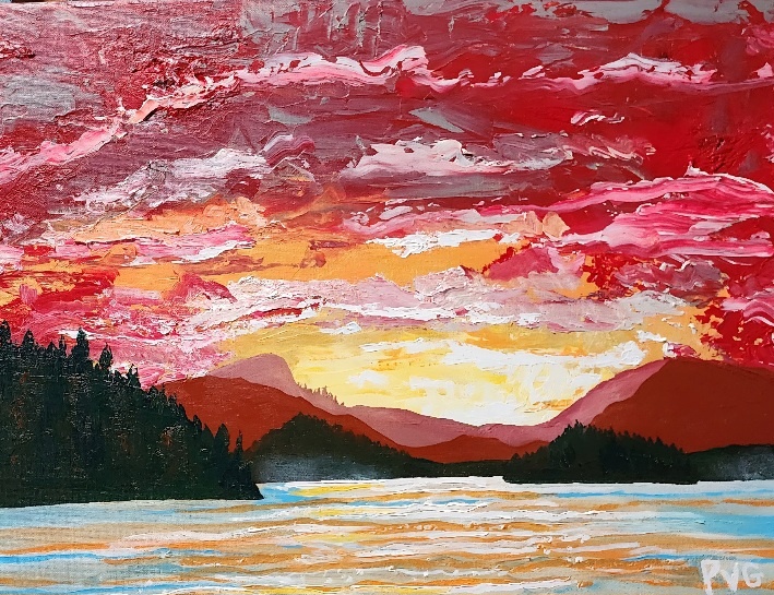 Hallelujah Morning, acrylic on canvas, 16″ x 20″