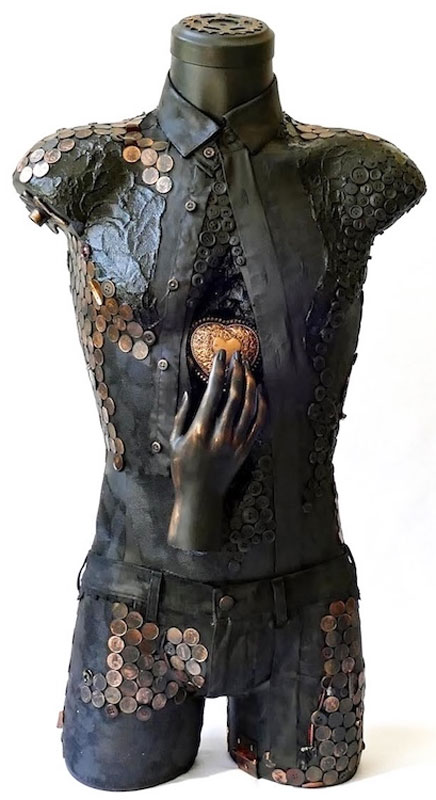 Rejection, mixed media sculpture, 33″ x 17″ x 9″.