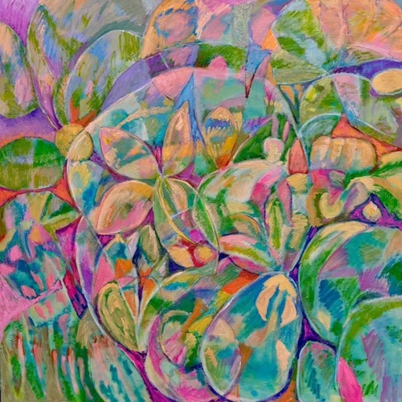 How Does a Flower Grow?, oil, 37" x 37"